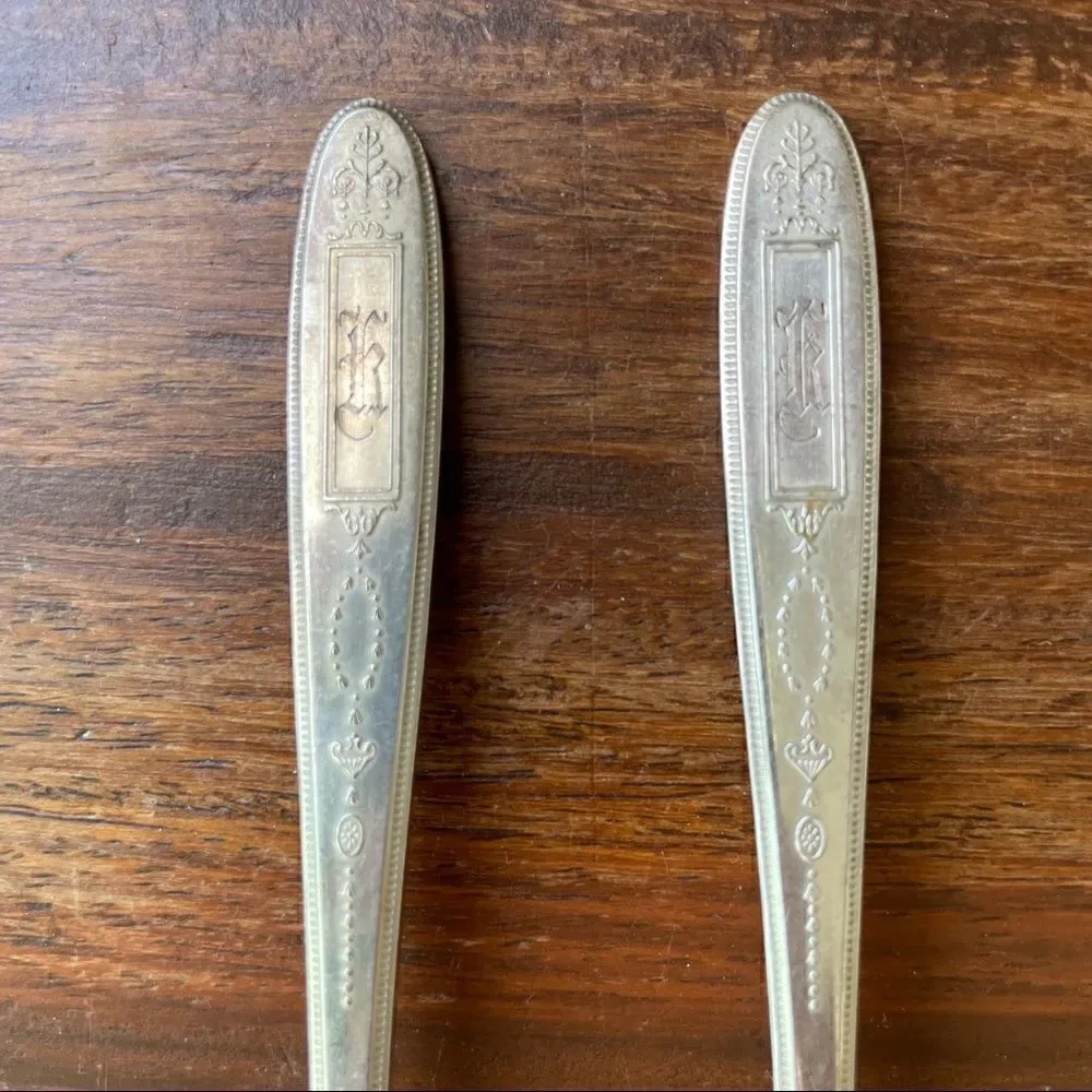 Antique 1921 Oneida Community Plate Grosvenor Salad Forks Set of 4 With Monogram